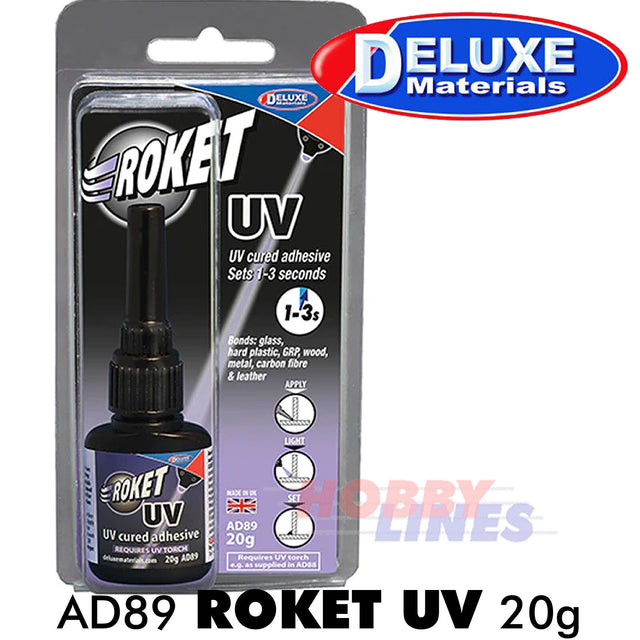 ROKET UV 2g adhesive & activation light plastic wood metal AD89 Deluxe Materials