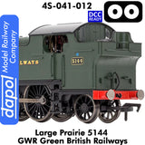 LARGE PRAIRIE 5144 BR Green DCC Fitted Steam Locomotive | Dapol | 4S-041-012