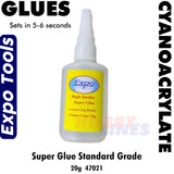 Cyano Super Glue 20g Standard Grade 5-6 seconds Cyanoacrylate Expo Tools 47021