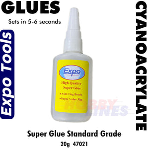 Cyano Super Glue 20g Standard Grade 5-6 seconds Cyanoacrylate Expo Tools 47021