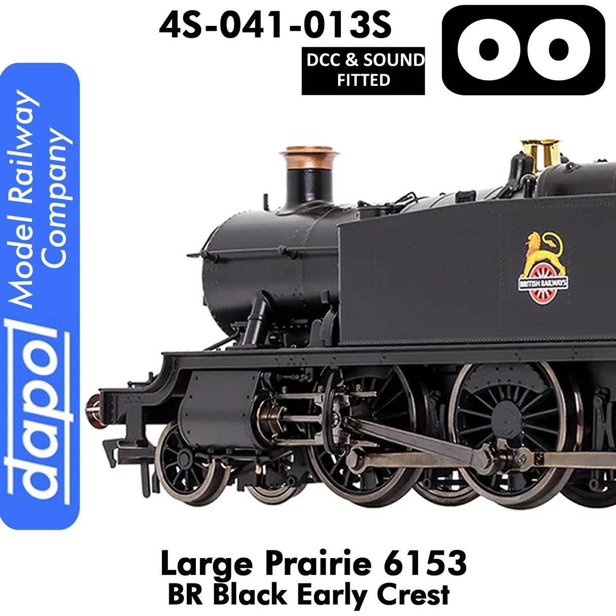 LARGE PRAIRIE 6153 BR Black Early Crest DCC & Sound Steam Locomotive |  Dapol |  4S-041-013S