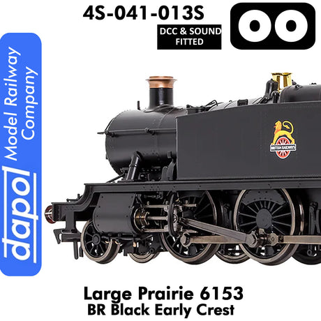 LARGE PRAIRIE 6153 BR Black Early Crest DCC & Sound Steam Locomotive |  Dapol |  4S-041-013S