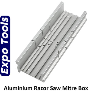 ALUMINIUM MITRE BOX for use with razor saws Expo Tools 76090