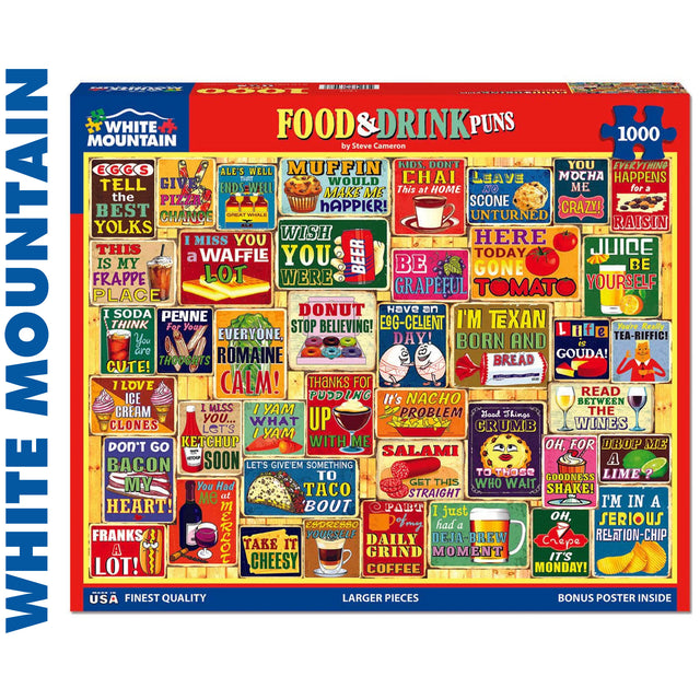 Food & Drink Puns - 1000pc Puzzle | White Mountain | 1803pz