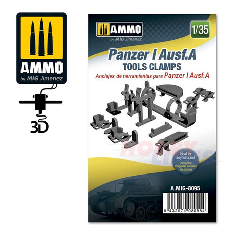 Panzer I Ausf.A Tools Clamps 1:35 3D printed Ammo by Mig Jimenez MIG8095