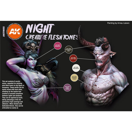 Night Creature Flesh Tones - 3G Acrylic Paint x 6 | AK interactive | AK11602