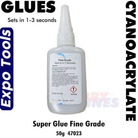 Cyano Super Glue 50g FINE 1-3 seconds Cyanoacrylate Bottle Expo Tools 47023