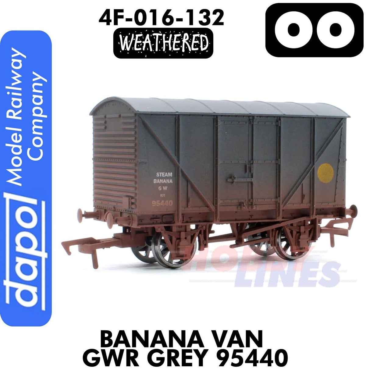 BANANA VAN GWR GREY 95440 weathered 1:76 OO gauge wagon Dapol 4F-016-132