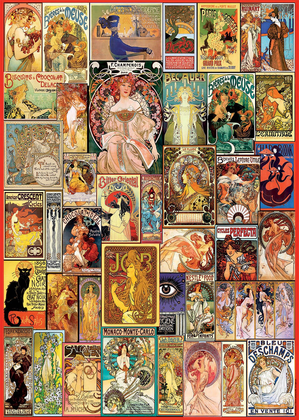 *Damaged Box* Art Nouveau Poster Collage 1000pc Puzzle | Educa | 19258