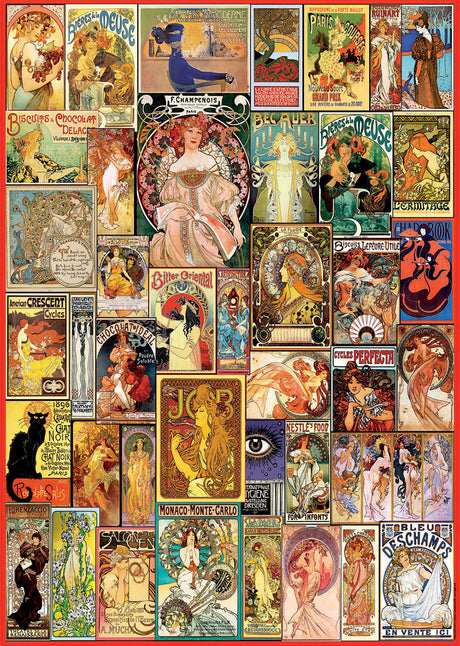 *Damaged Box* Art Nouveau Poster Collage 1000pc Puzzle | Educa | 19258
