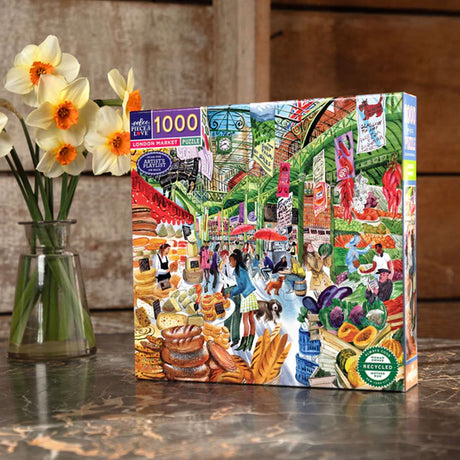 eeBoo LONDON MARKET 1000 pc Square Jigsaw Puzzle Super Deluxe PZTLNM