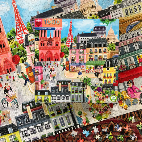 eeBoo PARIS IN A DAY 1000 pc Square Jigsaw Puzzle Super Deluxe PZTPD2