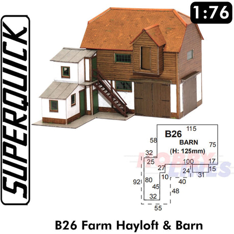 FARM HAY LOFT & BARN 1:72 OO HO Gauge Railways Building Series B B26 SuperQuick