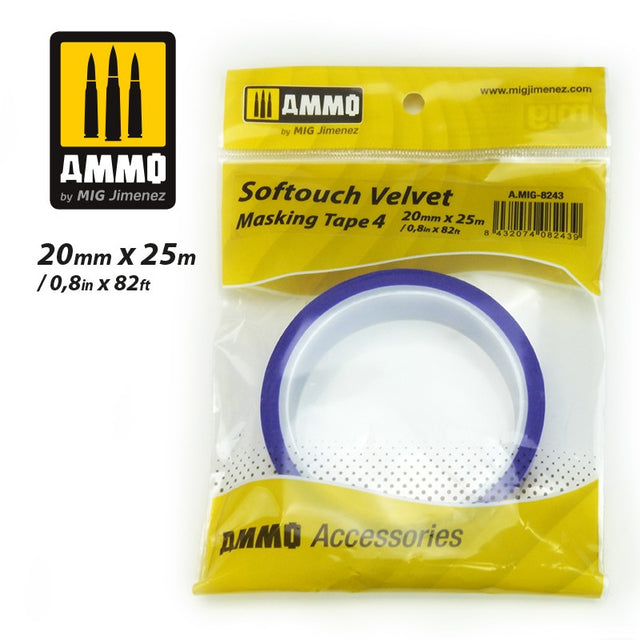 Softouch Velvet - Masking Tape 4 - 20mm x 25m | Ammo by Mig Jimenez | MIG8243