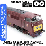 Class 52 Western Invader BR Maroon Small Yellow Panels D1009 - DCC Sound Fitted | Dapol | 4D-003-021S