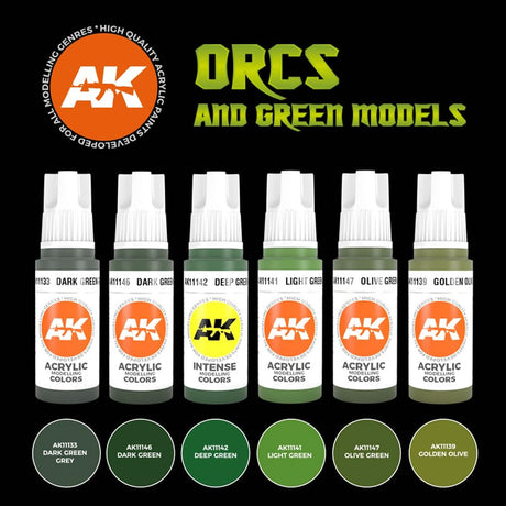 Orcs and Green Models - 3G Acrylic Paint x 6 |  AK interactive | AK11600