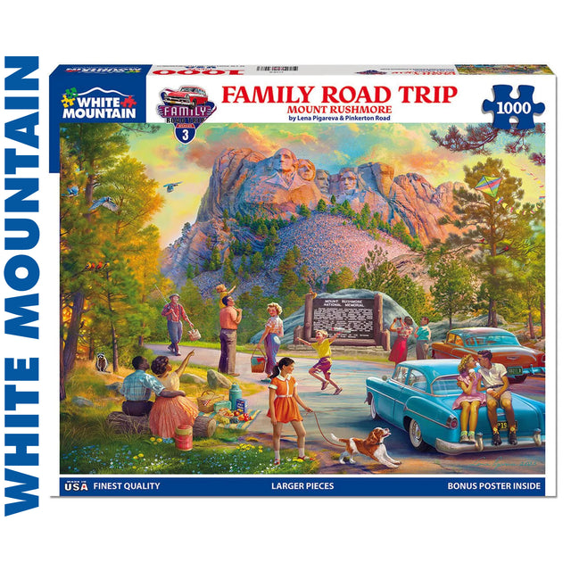 Family Road Trip - Mount Rushmore - 1000pc Jigsaw Puzzle | White Mountain | 2088pz