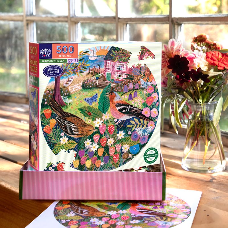Birds by the Sea 500pc - Round Puzzle | eeBoo | PZF560
