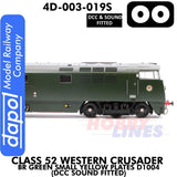Class 52 Western Crusader -  BR Green Small Yellow Plates  D1004 - DCC & Sound Fitted | Dapol | 4D-003-019S