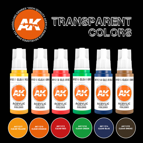 Transparent Colours - 3G Acrylic Paint x 6 | AK interactive | AK11758