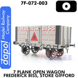 7 Plank Open Wagon Frederick Biss Soke Gifford | Dapol | 7F-072-003