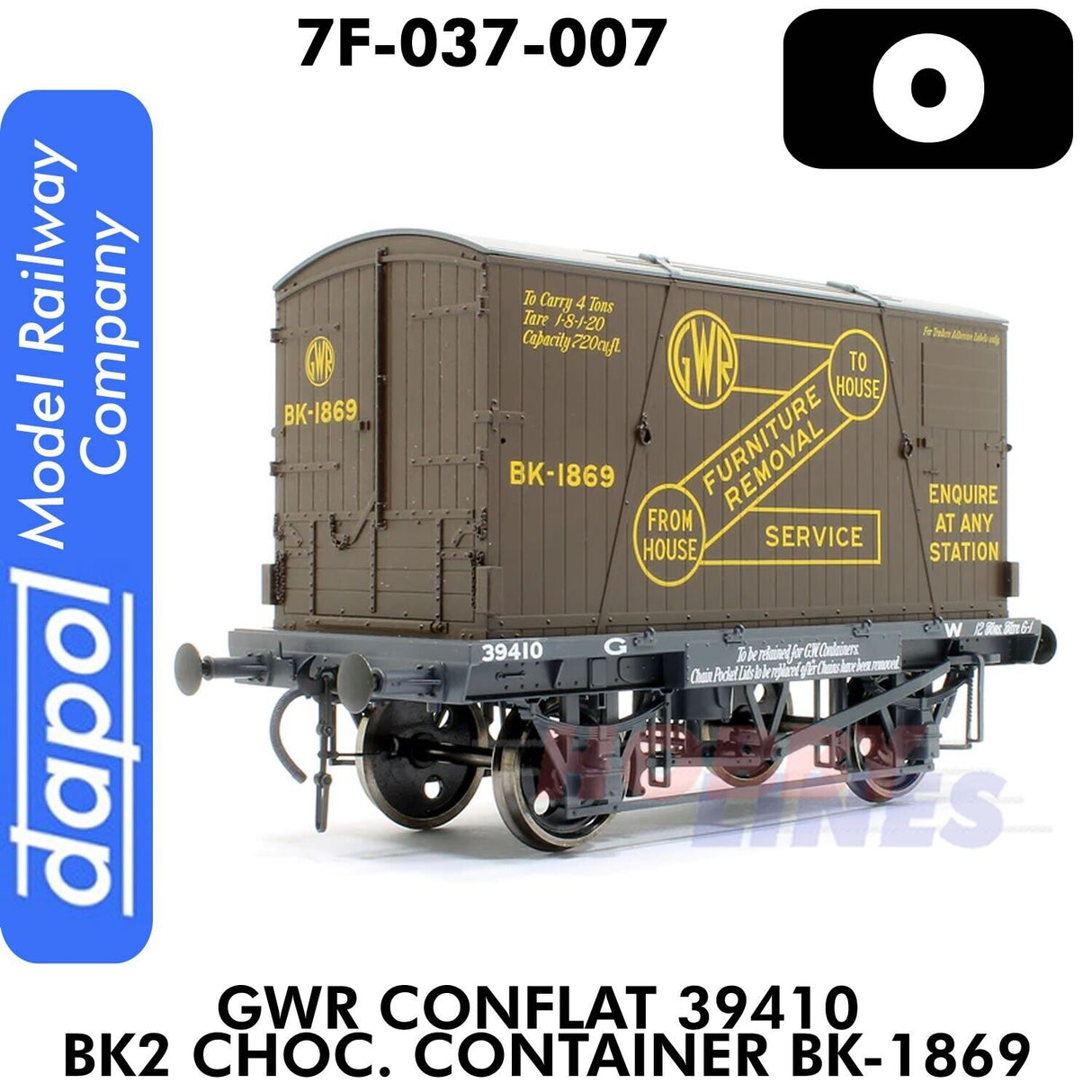 GWR Conflat 39410 BK2 Choc. Container BK-1869 | Dapol | 7F-037-007