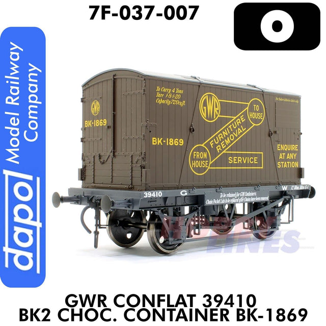 GWR Conflat 39410 BK2 Choc. Container BK-1869 | Dapol | 7F-037-007