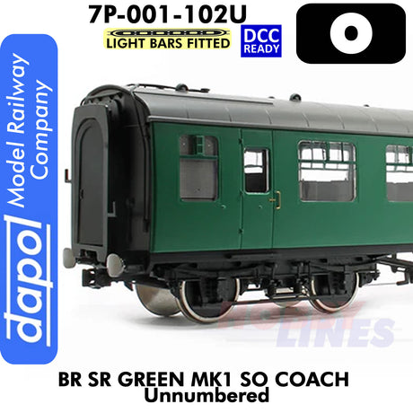 BR Mk1 SR Green SO Unnumbered coach  - Lightbars Fitted & DCC Ready | Dapol | 7P-001-102U