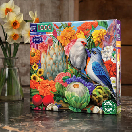 eeBoo MAGICAL FRUITS 1000 pc Square Jigsaw Puzzle Birds Super Deluxe PZTMGF