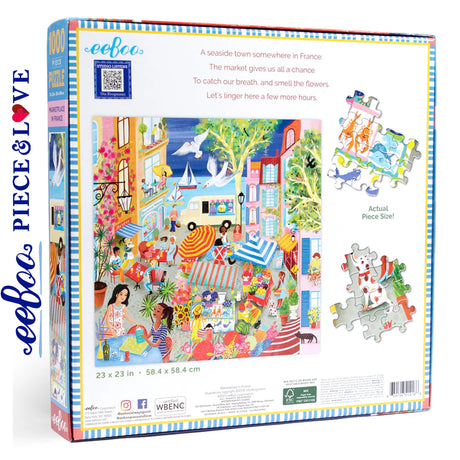eeBoo MARKETPLACE IN FRANCE 1000 pc Square Jigsaw Puzzle Super Deluxe PZTMFR