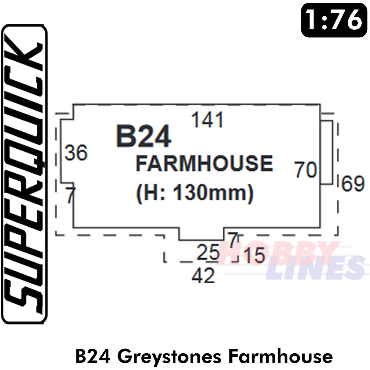 GREYSTONES FARMHOUSE 1:72 OO HO Gauge Railways Building Series B B24 SuperQuick