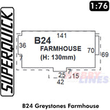 GREYSTONES FARMHOUSE 1:72 OO HO Gauge Railways Building Series B B24 SuperQuick
