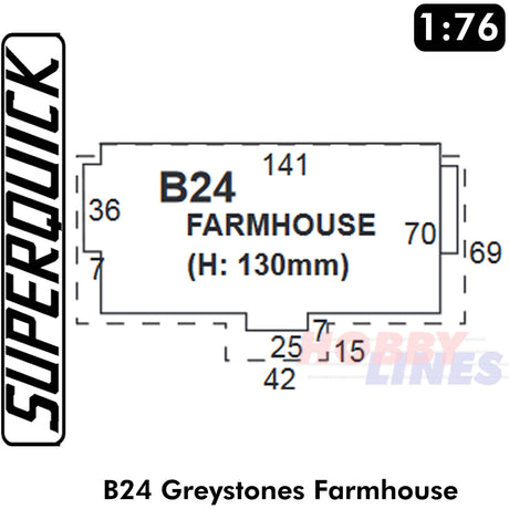 GREYSTONES FARMHOUSE 1:72 OO HO Gauge Railways Building Series B B24 SuperQuick