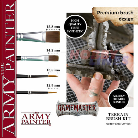 GAMEMASTER TERRAIN BRUSH KIT 4 top quality brushes The Army Painter GM4006P