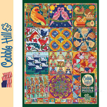 Load image into Gallery viewer, Twelve Days of Christmas Quilt Cobble Hill puzzle 1000pc CH40049
