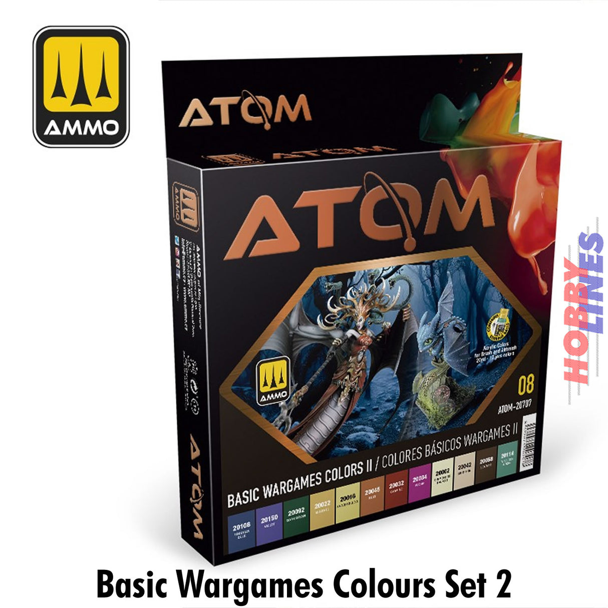 Basic Wargames Colours II -12 20ml colour Paint Set AMMO Mig Jimenez ATOM-20707