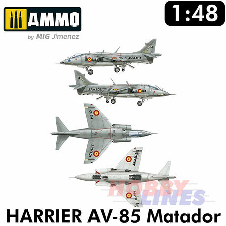 Harrier AV-8S MATADOR 1:48 RAF GR1/GR3 US Marines AV8A kit AMMO by Mig MIG8505