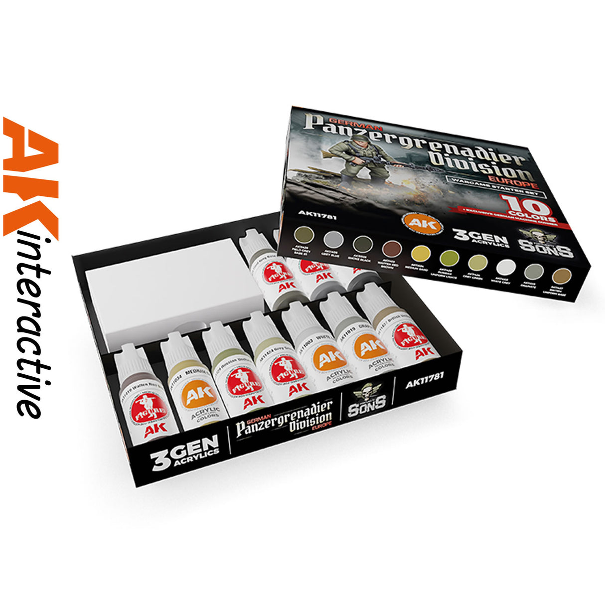 German Panzergenadier Division Europe - Wargame Starter Set - 3G Acrylic Paint x 10 | AK interactive | AK11781