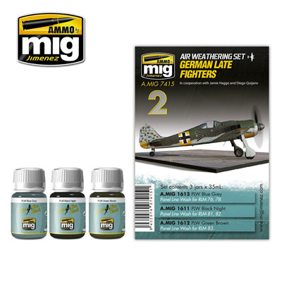 Air Weathering Set - German Late Fighters - 3x35ml | Ammo by Mig Jimenez | MIG7415