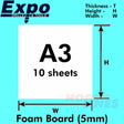 FOAMBOARD White card 5mm A3 Pack 10 sheets 450mm x 330mm x 5mm Expo Tools 56000