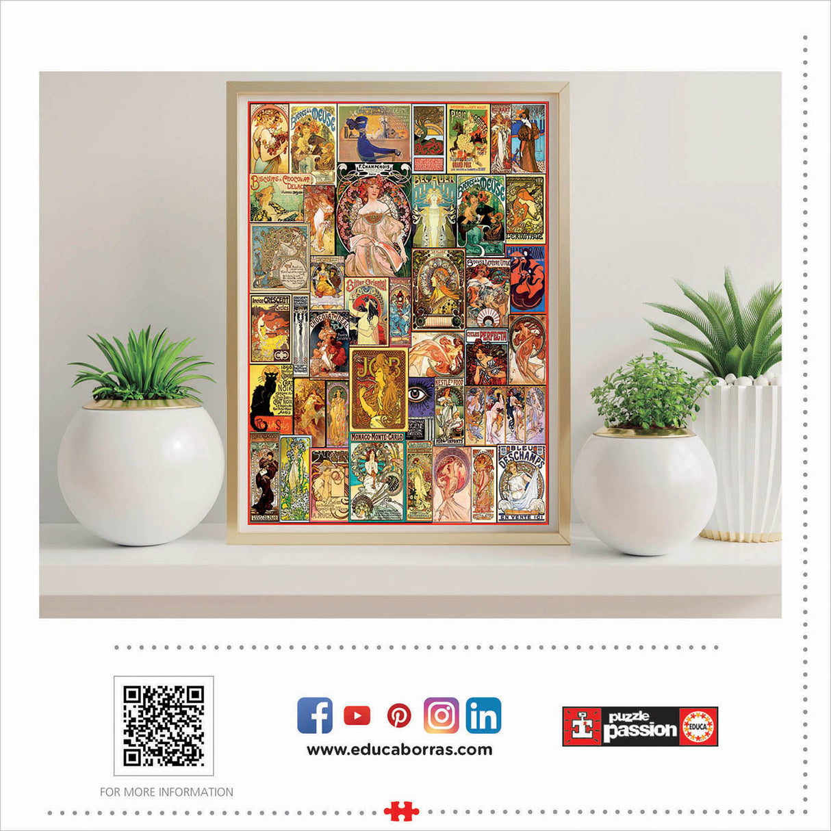 *Damaged Box* Art Nouveau Poster Collage 1000pc Puzzle | Educa | 19258