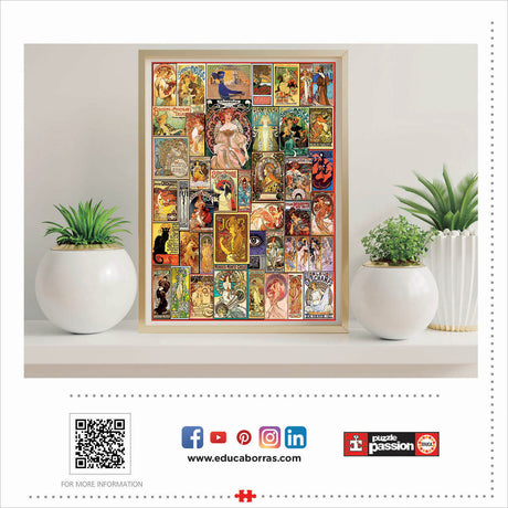 *Damaged Box* Art Nouveau Poster Collage 1000pc Puzzle | Educa | 19258