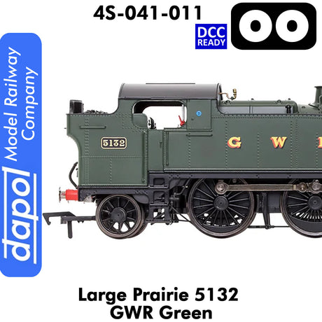 LARGE PRAIRIE 5132 GWR Green DCC Ready Steam Locomotive | Dapol | 4S-041-011