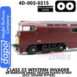 Class 52 Western Invader BR Maroon Small Yellow Panels D1009 - DCC Sound Fitted | Dapol | 4D-003-021S