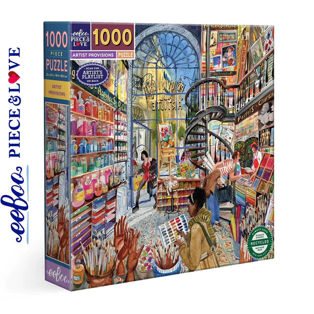 eeBoo ARTIST PROVISIONS 1000 pc Square Jigsaw Puzzle Super Deluxe Art Shop PZT123