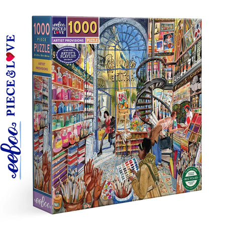 eeBoo ARTIST PROVISIONS 1000 pc Square Jigsaw Puzzle Super Deluxe Art Shop PZT123