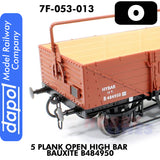 5 Plank Open High Bar Bauxite B484950 Wagon |  Dapol | 7F-053-013