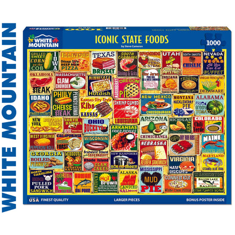 *Damaged box* Iconic State Foods - 1000pc Jigsaw Puzzle | White Mountain | 2021pz