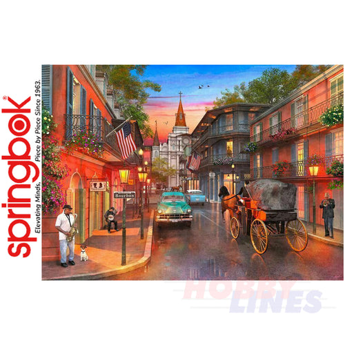 BOURBON STREET New Orleans 1000pc SPRINGBOK Jigsaw Puzzle Random Cut Super Deluxe