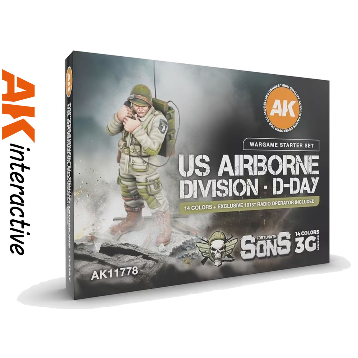 Wargame Starter Set - US Airborne Division - D-Day - 3G Acrylic Paint x 14 | AK interactive | AK11778